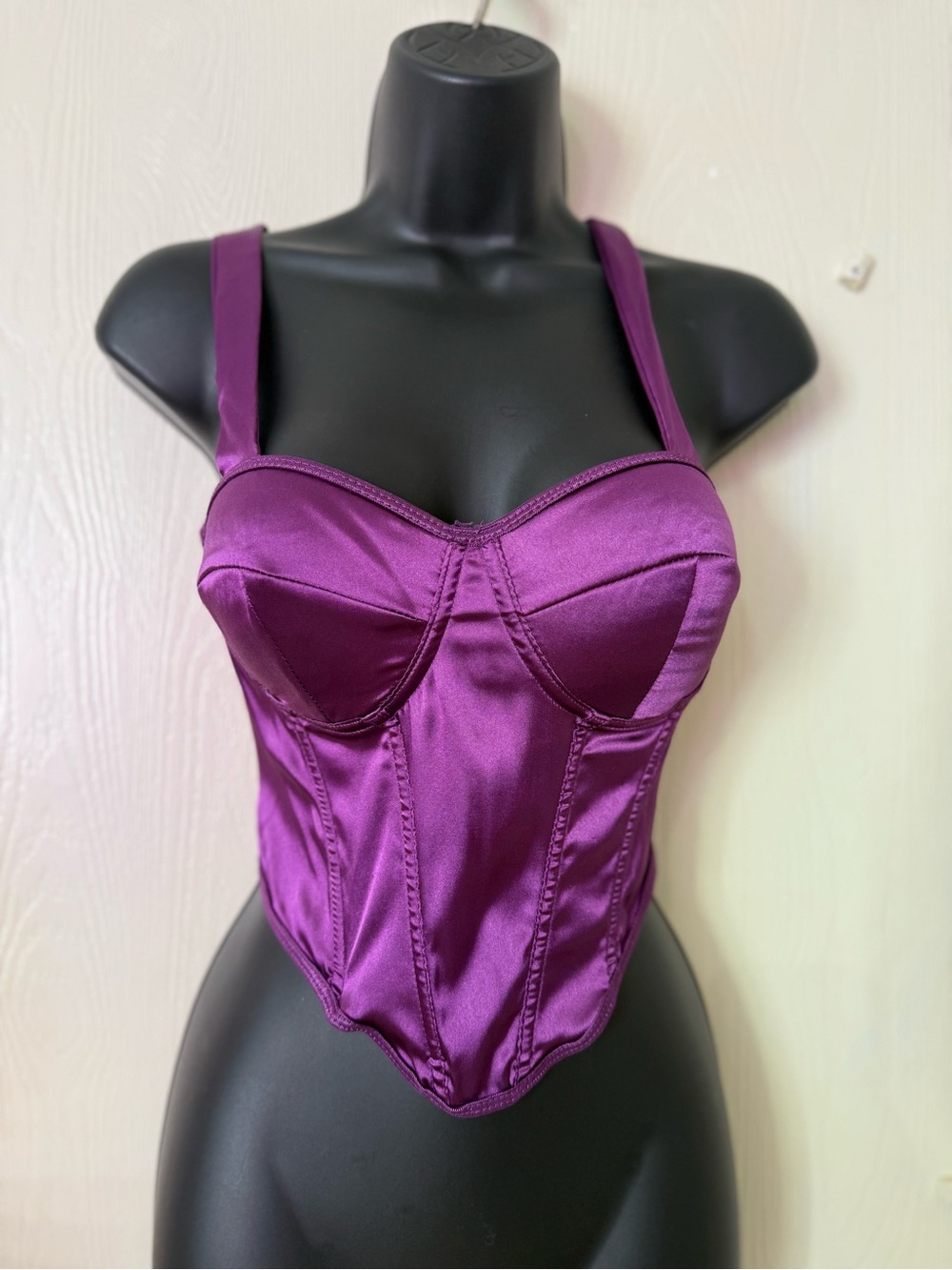 SHEIN Purple Satin Bustier Corset Top